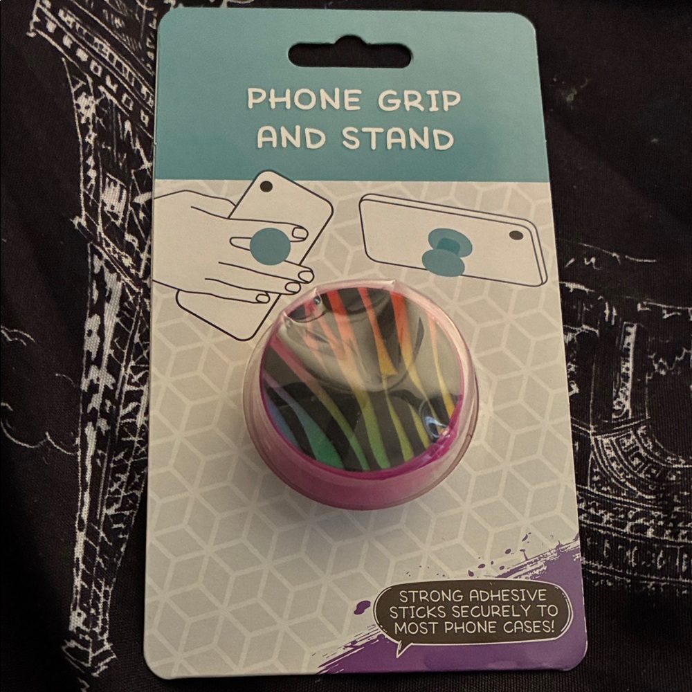 Vibrant Pink and Multicolor Phone Grip and Stand